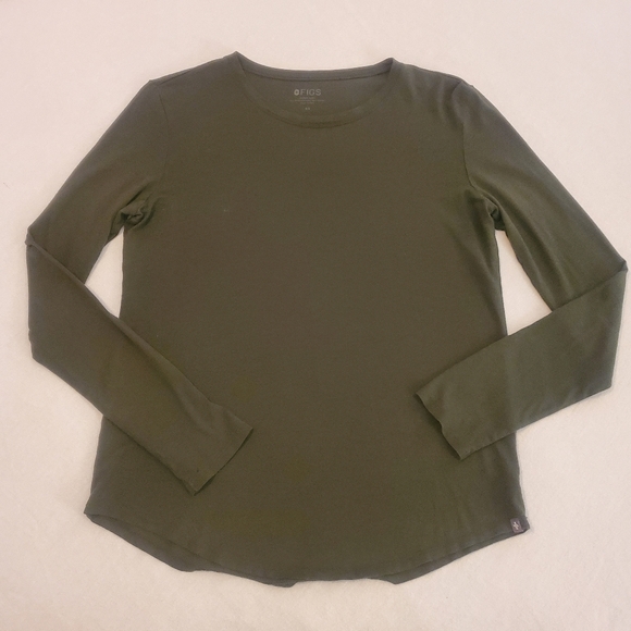 FIGS (2 Piece Bundle) Moss & Black Super Soft Pima Modal Long Sleeve Underscrubs - Picture 5 of 11